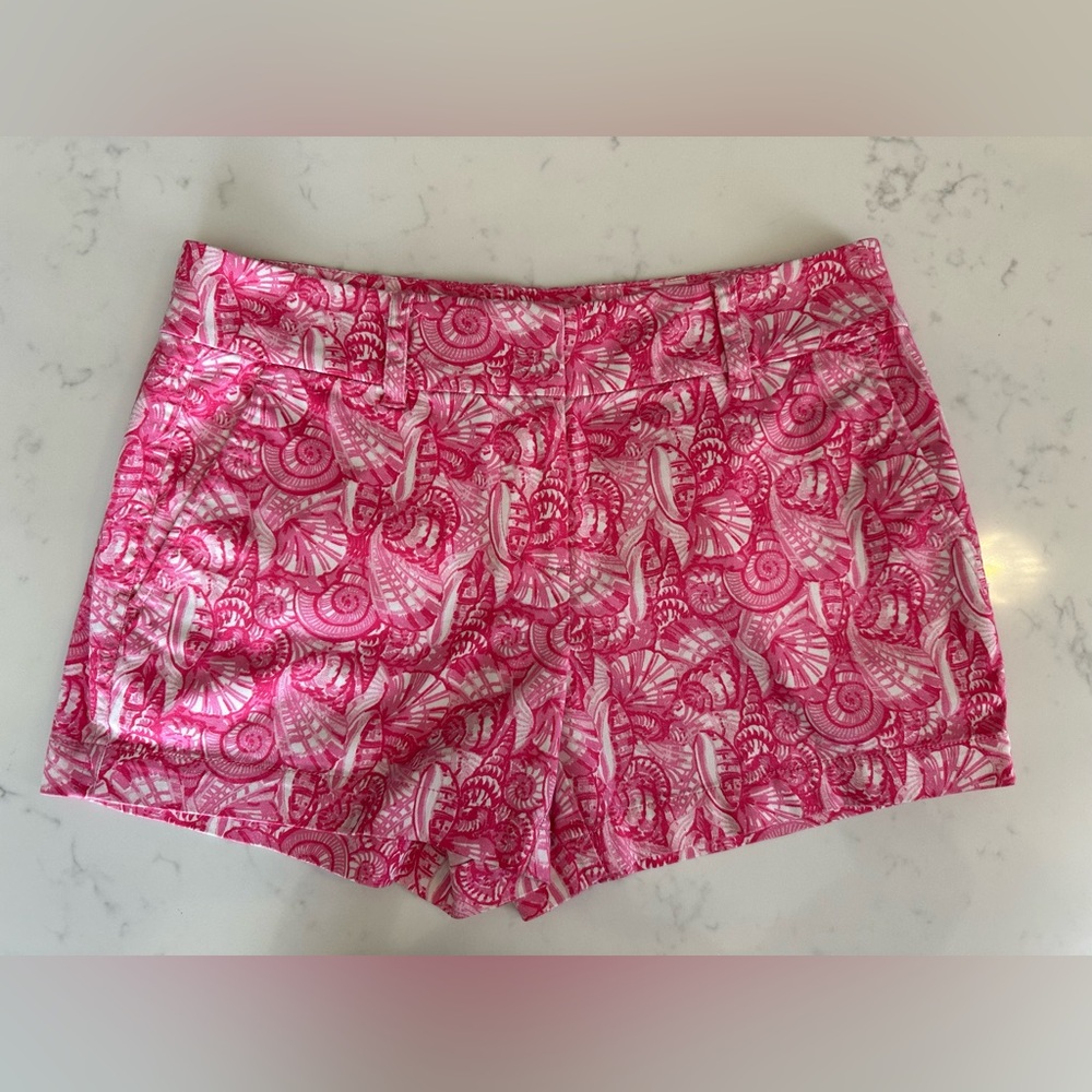 Vineyard Vines Sz 0 Women’s Shorts Pink Shell Print Cotton Blend.